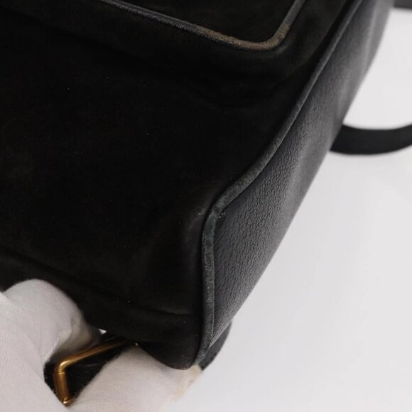 GUCCI Bamboo Backpack Suede Leather Black Gold 003 1705 0030 Auth BA7789 main image 11